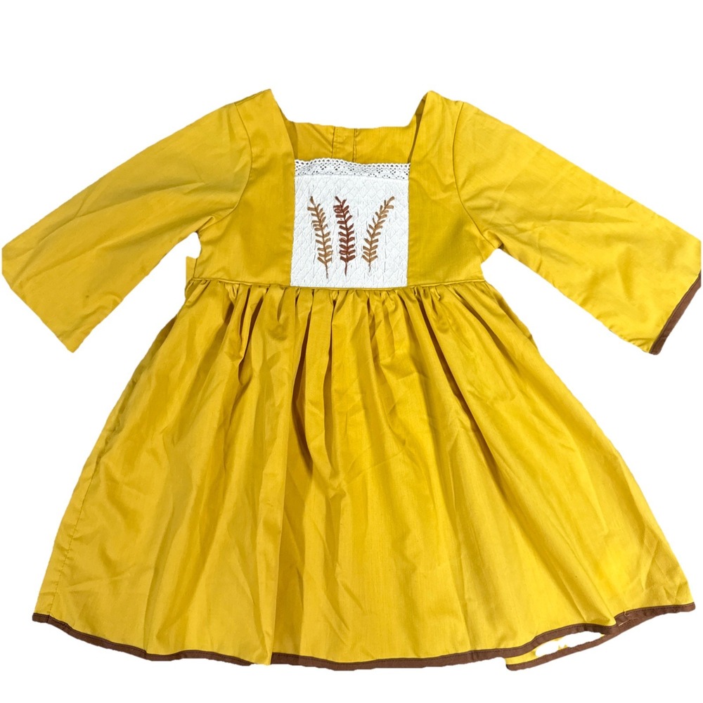 Smocked Golden Wheat Fall Dress Size 6T